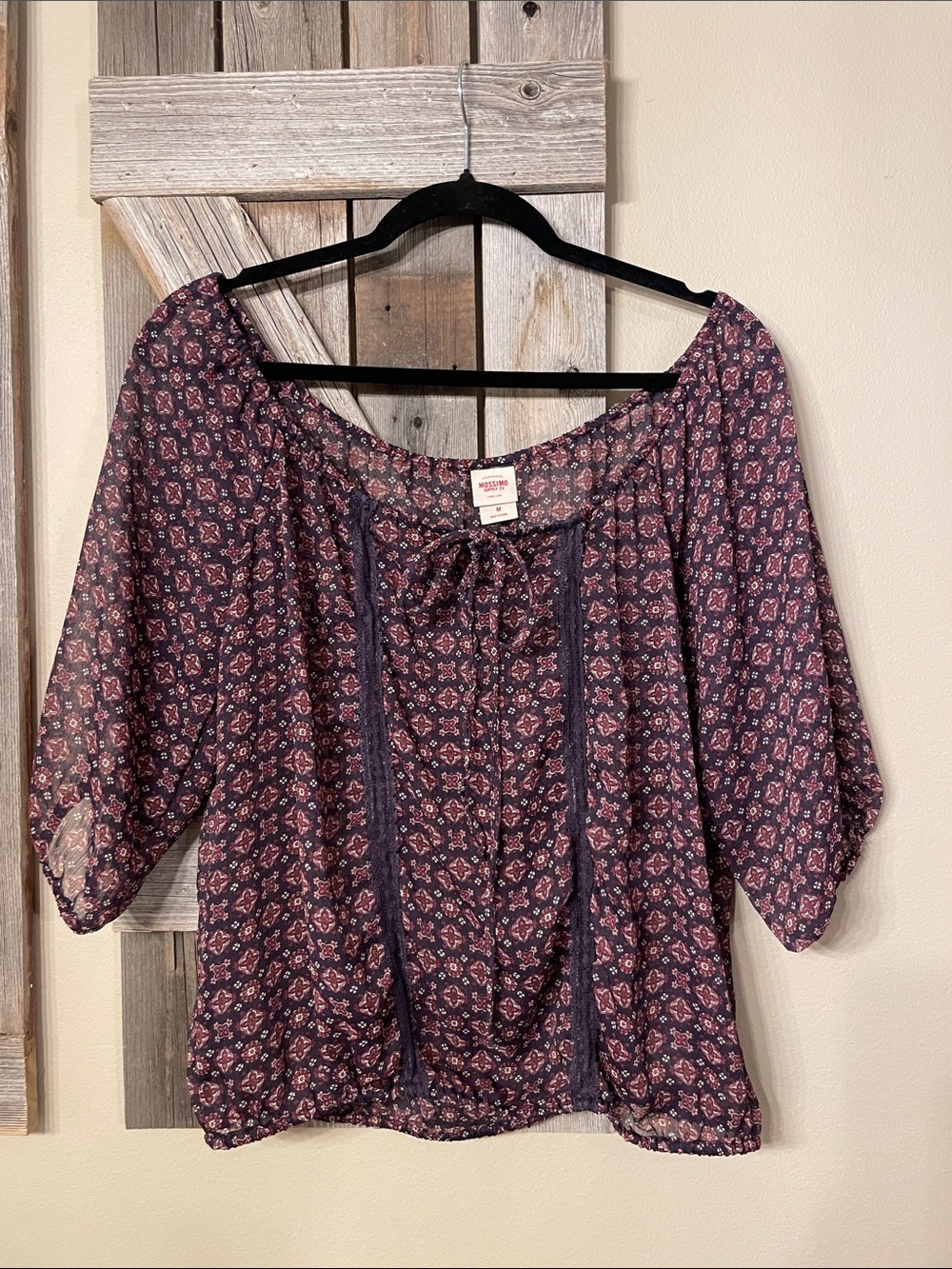 Mossimo Supply Co. Black Floral Peasant Blouse - Picture 2 of 5